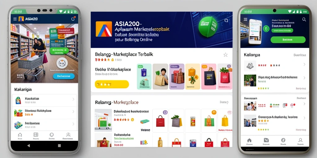 Tampilan antarmuka aplikasi ASIA200 yang mudah digunakan untuk berbelanja.