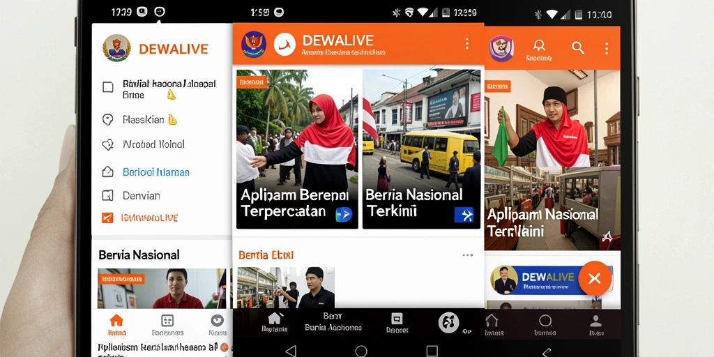 Antarmuka DEWALIVE menampilkan berita nasional terkini dengan mudah.