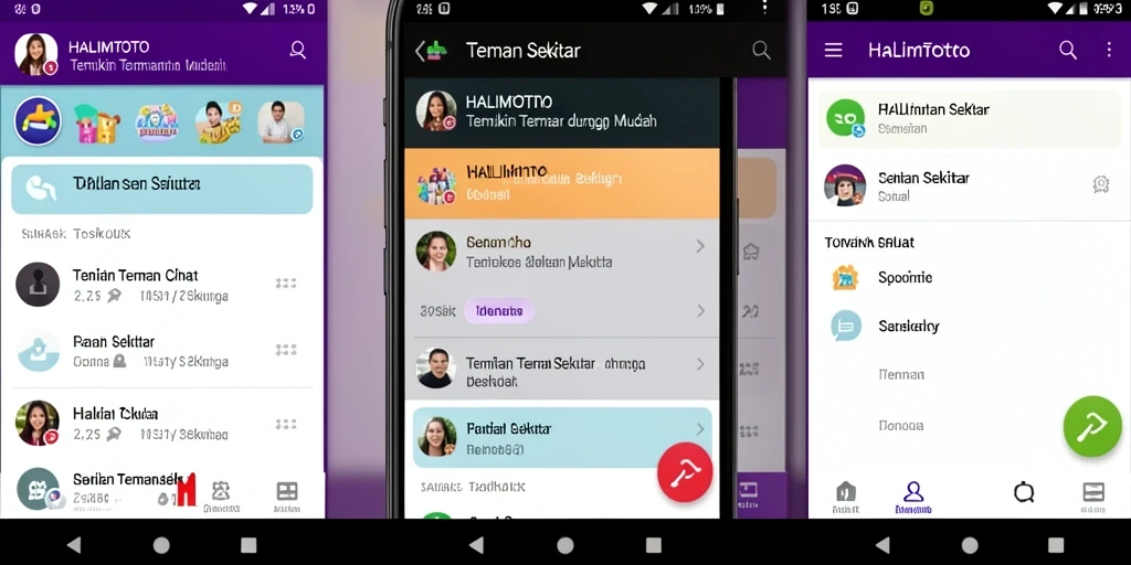 Tampilan antarmuka HALIMTOTO untuk mencari teman sekitar.