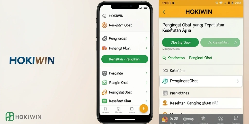 Tampilan antarmuka HOKIWIN dengan pengingat obat yang jelas dan informatif.