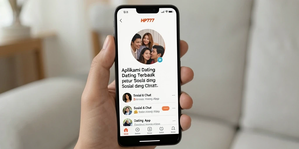 Screenshot dari antarmuka pengguna HP777 yang menampilkan fitur chatting dan pencocokan.