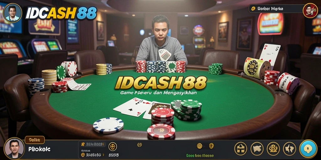 Tampilan antarmuka IDCASH88 dengan fungsi permainan Poker yang menarik.
