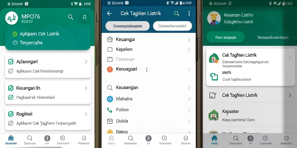 Tampilan antarmuka MPO76 untuk cek tagihan listrik dengan fitur lengkap.
