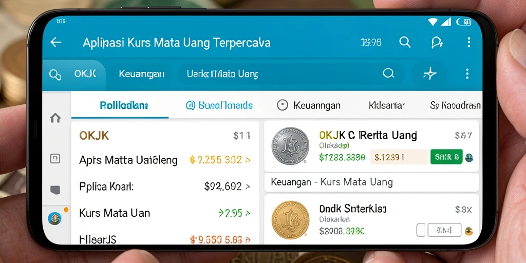 Tampilan antarmuka aplikasi OKJK yang intuitif untuk Kurs Mata Uang.